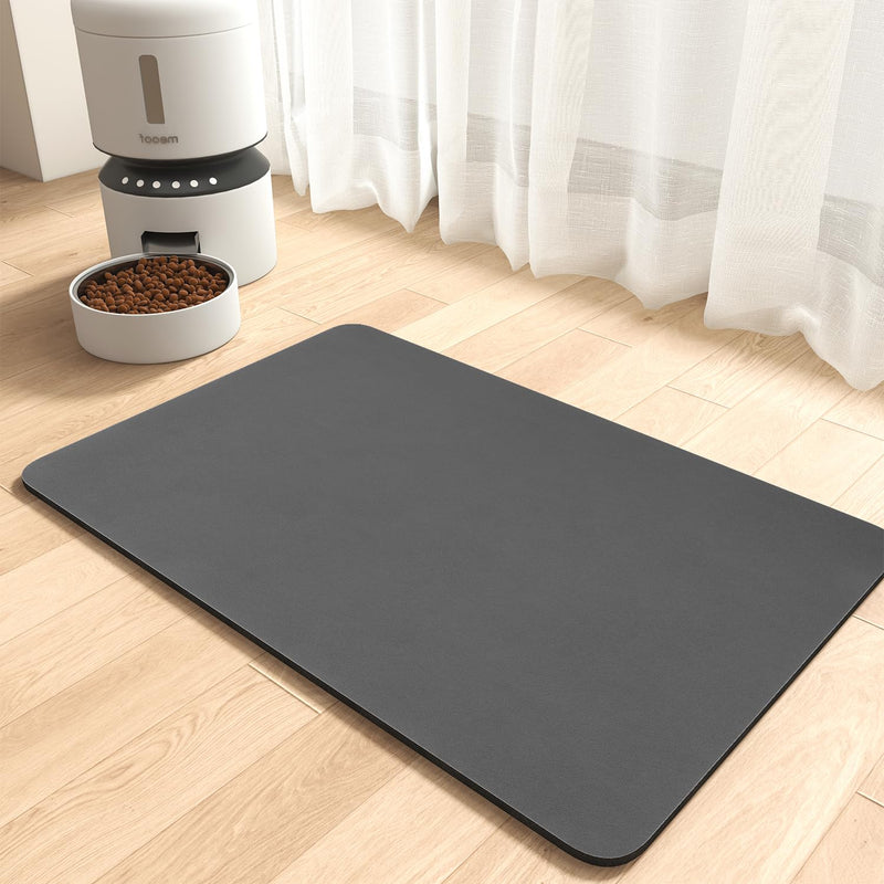 MontVoo-Absorbent Pet Feeding Mat-No Stains Pet Mat for Food and Water Bowl-Quick Dry Cat & Dog Food Mat Water Dispenser Mat-Pet Supplies Mat-Dog Water Bowl Mat for Messy Drinker,（Darkgrey,12
