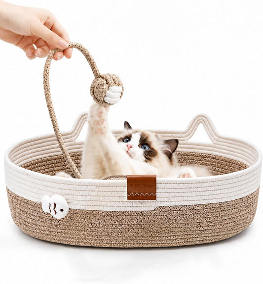 Instinct Basket for Cats, Handwoven Cotton Rope Cat Beds