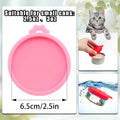 PINE & LINEN 4 Pcs 2.5inch Durable Pet Can Lids, Silicone Small Pet Can Covers Waterproof Cat Food Cans Lids for 3 oz Cat Food Cans（Yellow+Red+Pink+Blue）