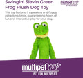 Multipet Swingin' Slevin Frog Dog Plush Toy - Squeaky Toys for All Dogs - Extra Soft Plush - Stuffed Animal for Cuddling & Playing - Cute Dog Pet Toy (27”, Green, 5 Squeakers)