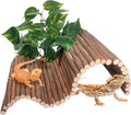 Reptile Hide Bearded Dragon Tank Accessories Large Climbing Wooden Bridge Hideout Tortoise Basking Platform Ramp Decor f