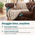 FurHaven Waterproof Throw Blanket for Dogs & Indoor Cats, Reversible Protective Pet Blanket, Medium, Long Faux Fur & Velvet, Driftwood