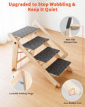 Woodure Foldable Dog Stairs, Convertible 4-Step Wooden Dog Ramp, Cat Step for High Bed Couch Car, Anti Slip Puppy Ladder
