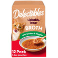 Delectables Lickable Treat Savory Broth Wet Cat Treat with Real Chicken & Veggies, Food Topper, Hydrating, Grain-Free, No Fillers, No By-Products, No Added Preservatives, 1.4oz Pouch, 12ct