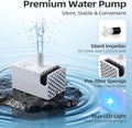 Cat Water Fountain Pump, JY-830 Replacement Pump With Light, Sponge