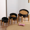 Petygooing Black Raised/Elevated 15°Slanted Ceramic Dog Bowl for Small Breeds,Tilted Anti Slip Pet Feeding Bowl,Food Wat