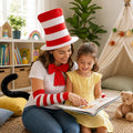 4 Pcs Cat Costume Accessory Red and White Striped Hat with Big Bow Tie, Gloves & Tail, Halloween World Book Day Cosplay 