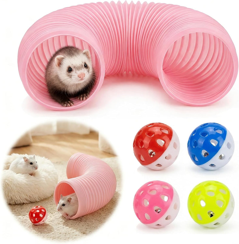 1 Pack Ferret Tubes & Tunnels with 4 Bell Balls, 3.9 in Wide