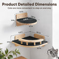Cat Wall Shelves with 3 Steps, Wooden Cat Wall Furniture up to 15lbs, Floating Stairs for Small/Medium Cats, Kitty Wide Climber Shelf with Cozy Perch for Indoor
