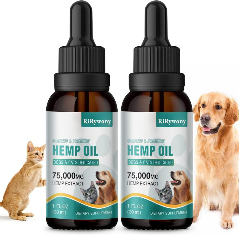 2 Pack Hemp Oil for Dogs & Cats- Helps Pets with Аnxiety, Pаin, Strеss, Аrthritis, Sеizures Rеlief - Organic Pet Неmр Oi