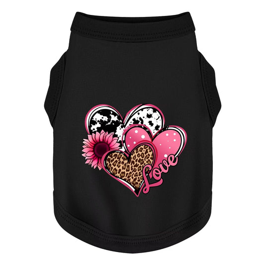 Discover Cozy Cotton Canine Wear: Soft, Lightweight, and Breathable Dog Shirt Vest with Eye-Catching Graphics (Hearts and Love), Keeping Your Furry Friend Comfy! Black M