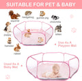VitalCozy Guinea Pig Playpen with Mat Small Animal, Pink, Star