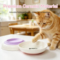 [4 Pack] Ceramic Cat Bowls, Cat Dishes with Non-Slip Silicone Bottom