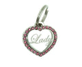 Yippo Accessories Custom Engraved Personalized Stainless Steel SMALL Heart Pink Rhinestones Dog Cat Pet ID Jewelry Bling Tag