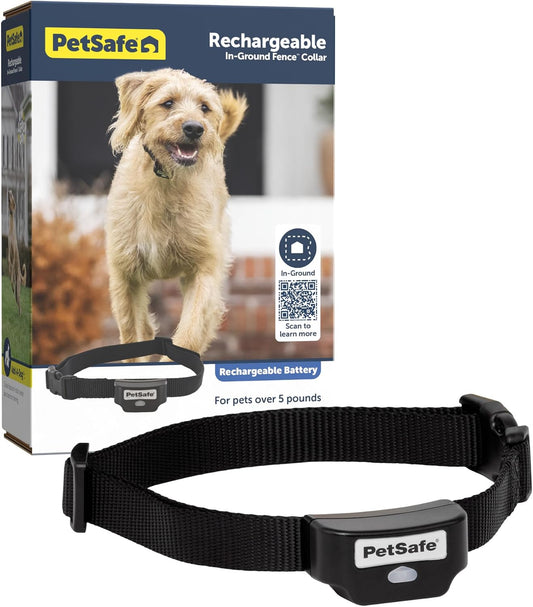 PetSafe Rechargeable In-Ground Pet Fence Receiver Collar for Cats and Dogs, Waterproof with Tone and Static Correction, Fits Pets 5 lbs and Up from the Parent Company of the Invisible Fence Brand