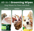 Pet N Pet 100% Plant Based Dog Wipes for Paws and Butt, 100 Counts Hypoallergenic Unscented Dog Pet Wipes, 8" x 8"