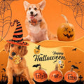 Huhumy 50 Pcs Halloween Dog Collar Flowers Bulk, Pumpkin Ghost Skull Bat
