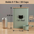 Metal Cat Food Container with Scoop 5-7 lb (25 Cup), w/ Airtight Bamboo Lid