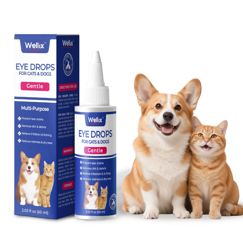 Wellix PET Dog Eye Drops, Eye Drops for Dogs&Cats, Dog Eye Infection Treatment to Soothe Eye Allergy, Soothe Dry Eyes Pink Eyes, Dog Tear Stain Cleaner-60ml