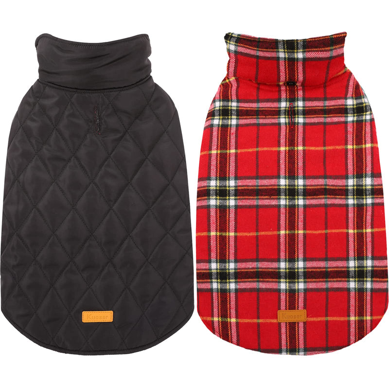 Kuoser Waterproof Dog Coat, Reversible Dog Jacket for Medium Dogs, Adjustable Durable Doggie Winter Coat Warm Puppy Cold Weather Apparel from Small to Large Breed, Bright Red M