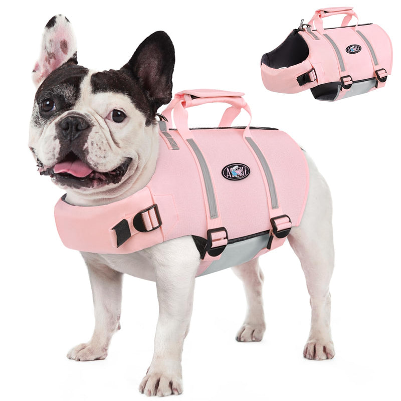 AOFITEE Small Dog Life Jacket, High Buoyancy Dog Life Vest for Swimming, XS Puppy Swimming Vest, Reflective Dogs Swimsuit with Back Zip and Rescue Handle, Pet Lifesaver for Small Medium Large Dogs