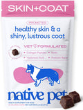 Native Pet Skin & Coat Chews - Omega 3 Fish Oil for Dogs Skin & Coat Supplement - Itch Relief, Shiny Fur & Shedding Support - Collagen, Hyaluronic Acid, Biotin, Probiotics & Salmon Oil - 30 Chews