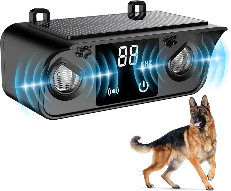 Dog Anti Barking Device, Solar Ultrasonic Bark Control, 4 Modes 50FT Range, Humane Bark Deterrent, USB Rechargeable Trai