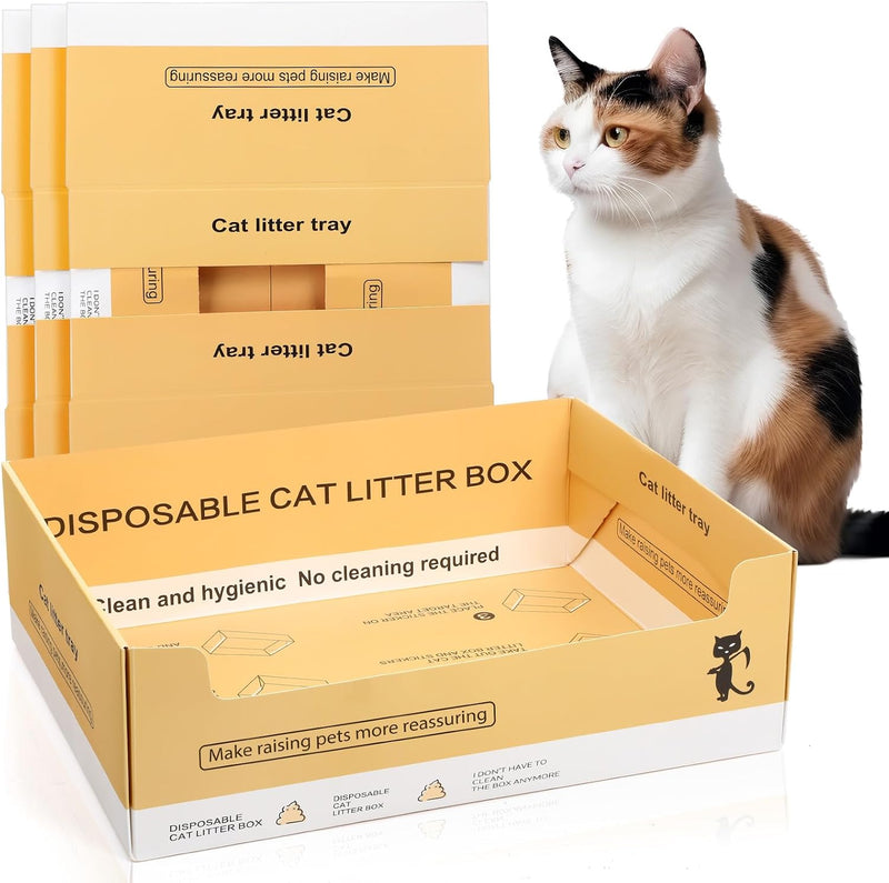 Maxcheck 5 Pcs Disposable Cat Litter Box, 14.96 x 11.4 x 4.7 Inch
