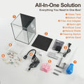 Desktop Aquarium Mini Tank Kit, 1.2 Gallon Rimless Cube with Filter, LED Spotlight, Black Background, Glass Construction