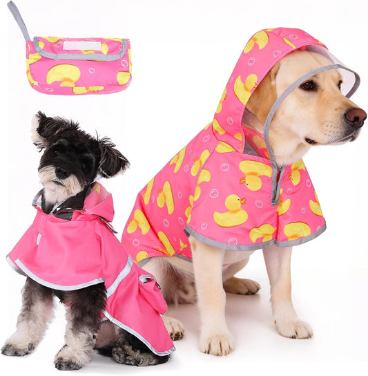 KOOLTAIL 2-in-1 Reversible Small Dog Raincoat, Hooded Rain Jacket Poncho