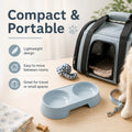 Pet Food and Water Bowl, Double Feeding Bowls, Small Grey, for Cats and Small Dogs, Portable Pet Accessories