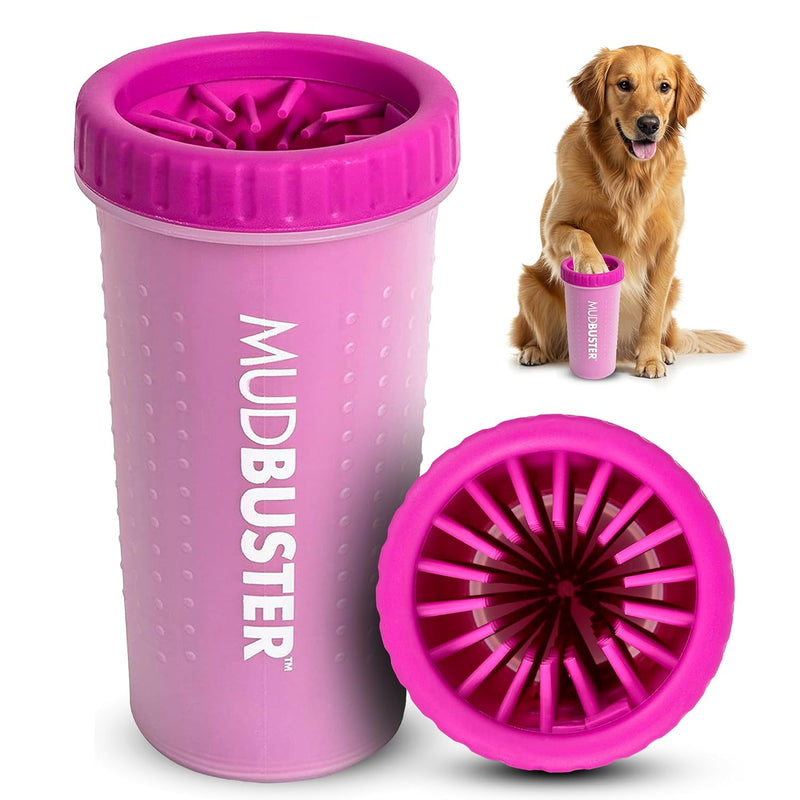 Dexas MudBuster Large Dog Paw Cleaner, Fuchsia, Fits 2.5
