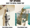 Automatic Pet Food Water Dispenser, Auto Gravity Pet Feeder Water Bottle Set for Crate Cage, Feeding Station for Small D