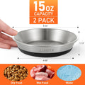2 Pcs Stainless Steel Cat Bowls, Shallow Wide Food Water Bowls with Non-Slip Silicone Base, Dishwasher Safe for Cats Kittens Small Dogs Indoor Outdoor Use
