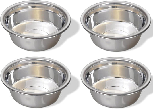 4 Pack - 6.75 Cup (1.6 Liter) Stainless Steel Dog Bowls – Metal Dog Food Bowls, Dog Water Bowls, Pet Feeding Bowls, Replacement Bowls for Raised Stands, Rust Resistant, Dishwasher Safe