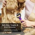 WePet Grooming Rake for Dogs & Cats, Double-Sided Deshedding Brush, Extra-Wide Dematting Tool, Slicker Comb for Undercoat & Loose Hair Removal, Reduces Shedding by 95%, Purple, Small