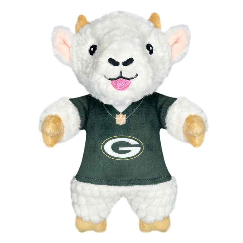 Pets First NFL Green Bay Packers Goat Plush Toy for Dogs and Cats with Squeaker, Wearing a Team Jersey! Fun & Sporty Goat Shaped Dog Chew Toy, Interactive Pet Toy