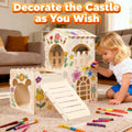 Large Rabbit House, Wooden Bunny Castle with 3 Houses Indoor, Rabbit Guinea Pig Cage Multistory Climbing Tower Sturdy Wo