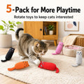Legendog 5Pcs Bite Resistant Catnip Toy for Cats,Catnip Filled Cartoon Mice Cat Teething Chew Toy