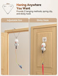 FEELNEEDY Interactive Cat Toys, LED Light, 8 PCS Replacement Teaser with Bell Refills, Feather & Mouse Cats Toy, Hanging Cat Toys for Indoor Cats, for Bored Adult Kitten Exercise, Silver