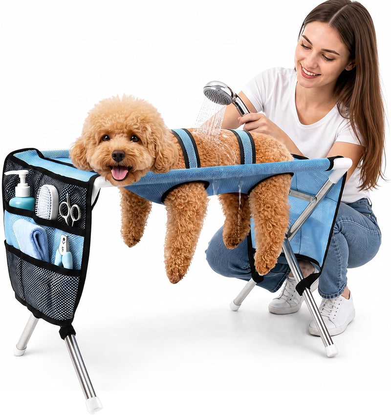 Foldable Pet Grooming Table Hammock, Suitable for Small Dogs and Cats, Pet Joint Protection, Stainless Steel Independent