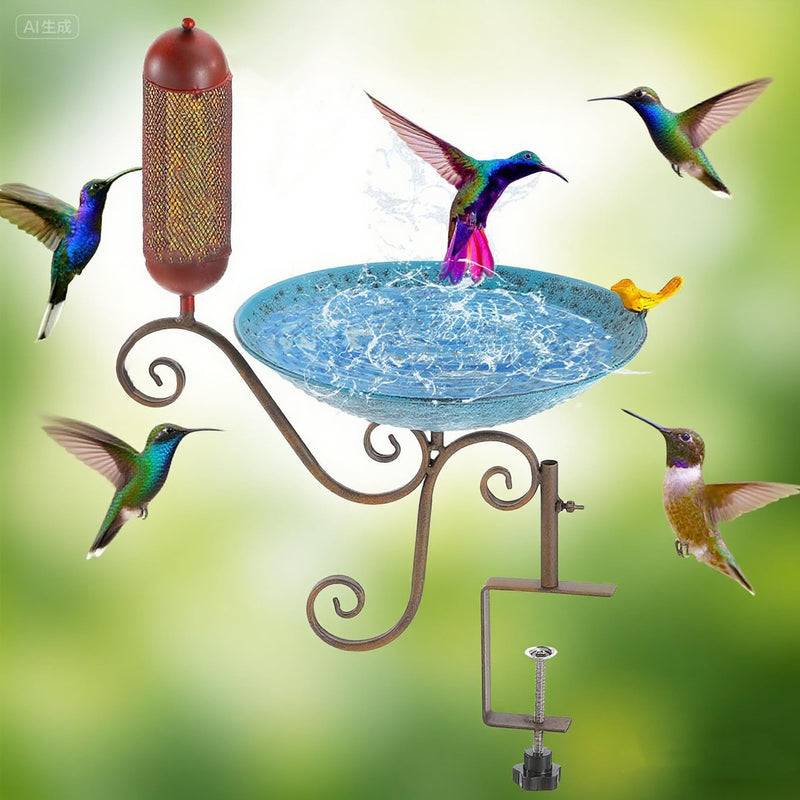 Phaxth Metal Deck Mounted Bird Bath, 12