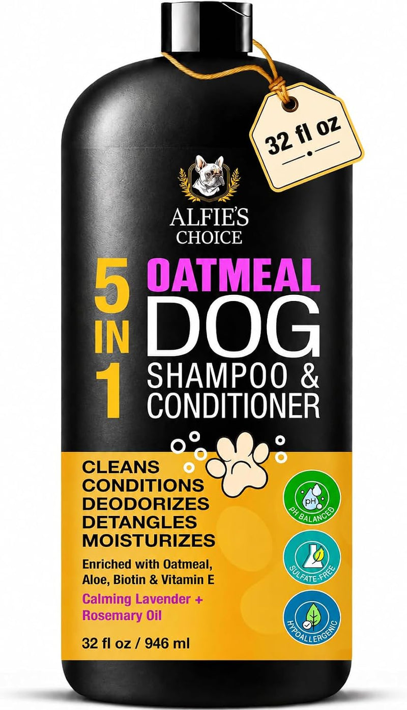 Oatmeal Dog Shampoo and Conditioner for Sensitive Skin with Aloe 32 fl oz