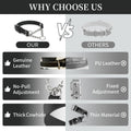 Martingale Collar for Dogs No-Pull Adjustable Training Collar with Stainless Steel Chain - Genuine Leather Anti-Slip Des