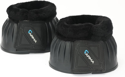 Shires Arma Overreach Fleece Bell Boots - Durable Gum Rubber with SupaFleece Trim and Double Velcro Black/Full