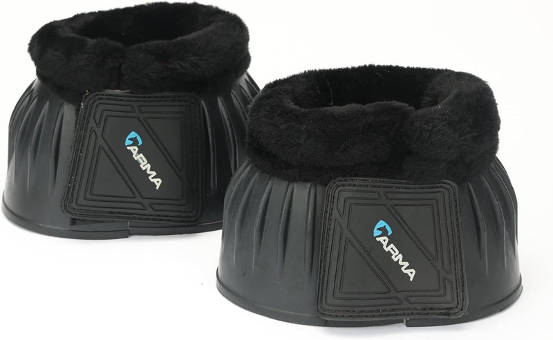 Shires Arma Overreach Fleece Bell Boots - Durable Gum Rubber with SupaFleece Trim and Double Velcro Black/Full