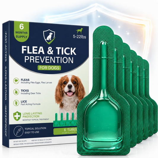 Dog Flea & Tick, Waterproof Topical Preventative for Small Dogs & Puppies