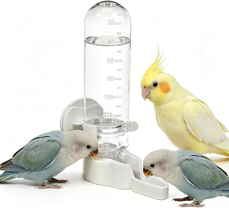 Automatic Bird Water Dispenser, Suspended ABS Parrot Cage Water Feeder Drinker, No Drip Bird Cage Water Bowl for Parakee