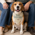 Big Brother Dog Bandana with No-Tie Adjustable Buckle — Pregnancy Announcement Photo Prop, Beige Cotton Triangle Scarf, 