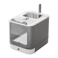 Upgraded Fully Enclosed Cat Litter Box with Lid, Covered Cat Box Enclosure, Anti-Splashing Easy to Clean Kitty Litter Boxes with Drawer, 3 Modes can Use from Kitten to Adult(White&Grey)